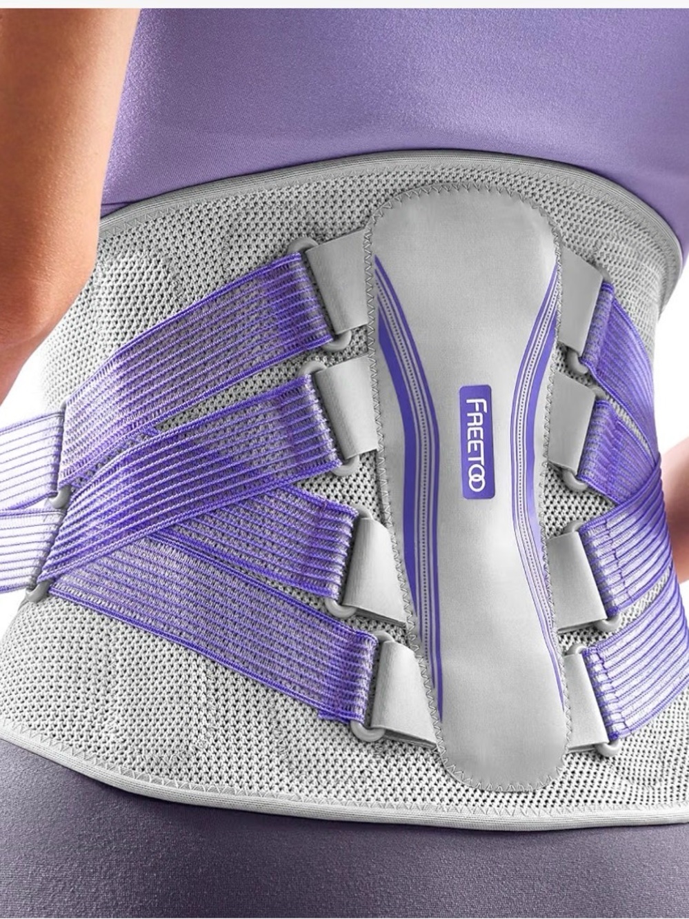 FREETOO Lower Back Brace size S (Waist: 25.6"- 29.5"), Lumbar Back Support Brace